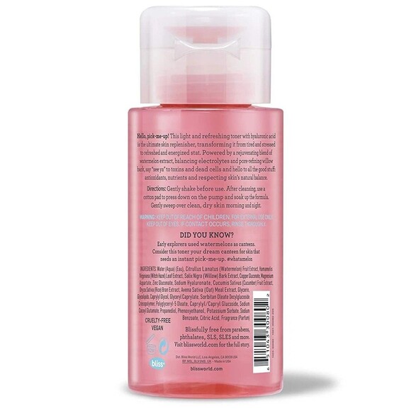Bliss What a Melon Toner 7oz - Hydrating, Refreshes and Energizes Tired Skin NWB - Picture 2 of 5